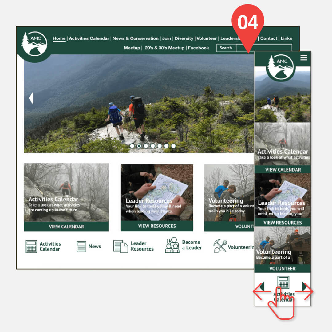 Appalachian Mountain Club DV, UX Design