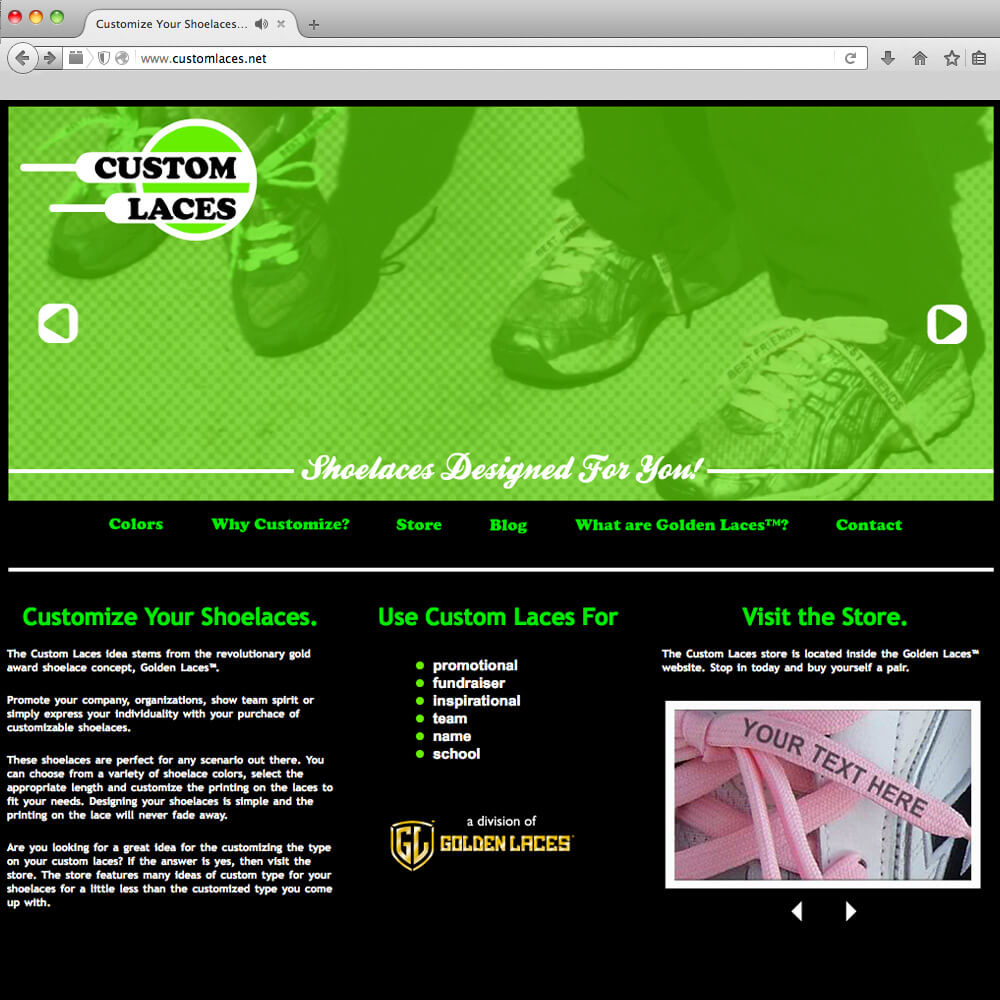 Custom Laces, web design