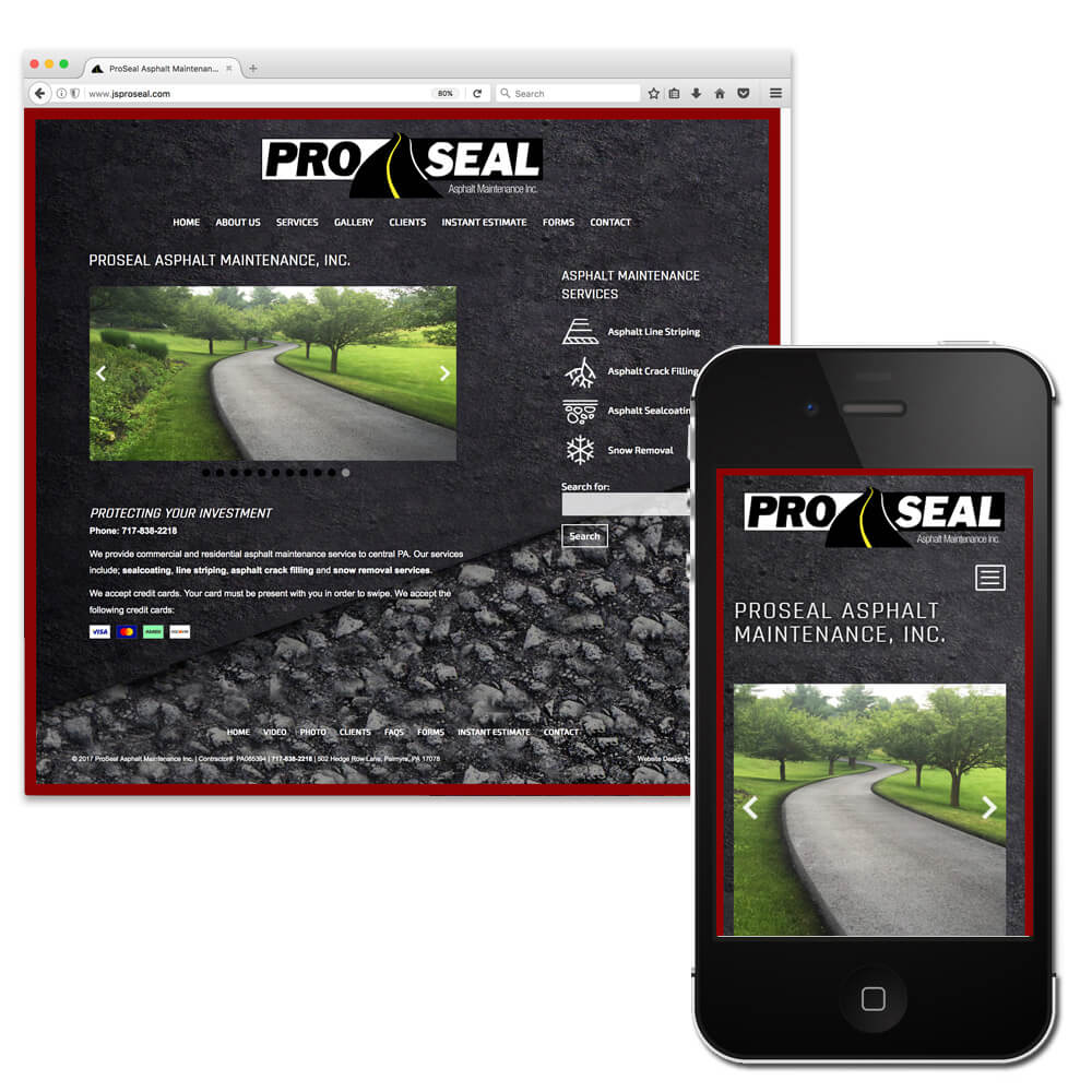 ProSeal Asphalt Maintenance, wordpress website development