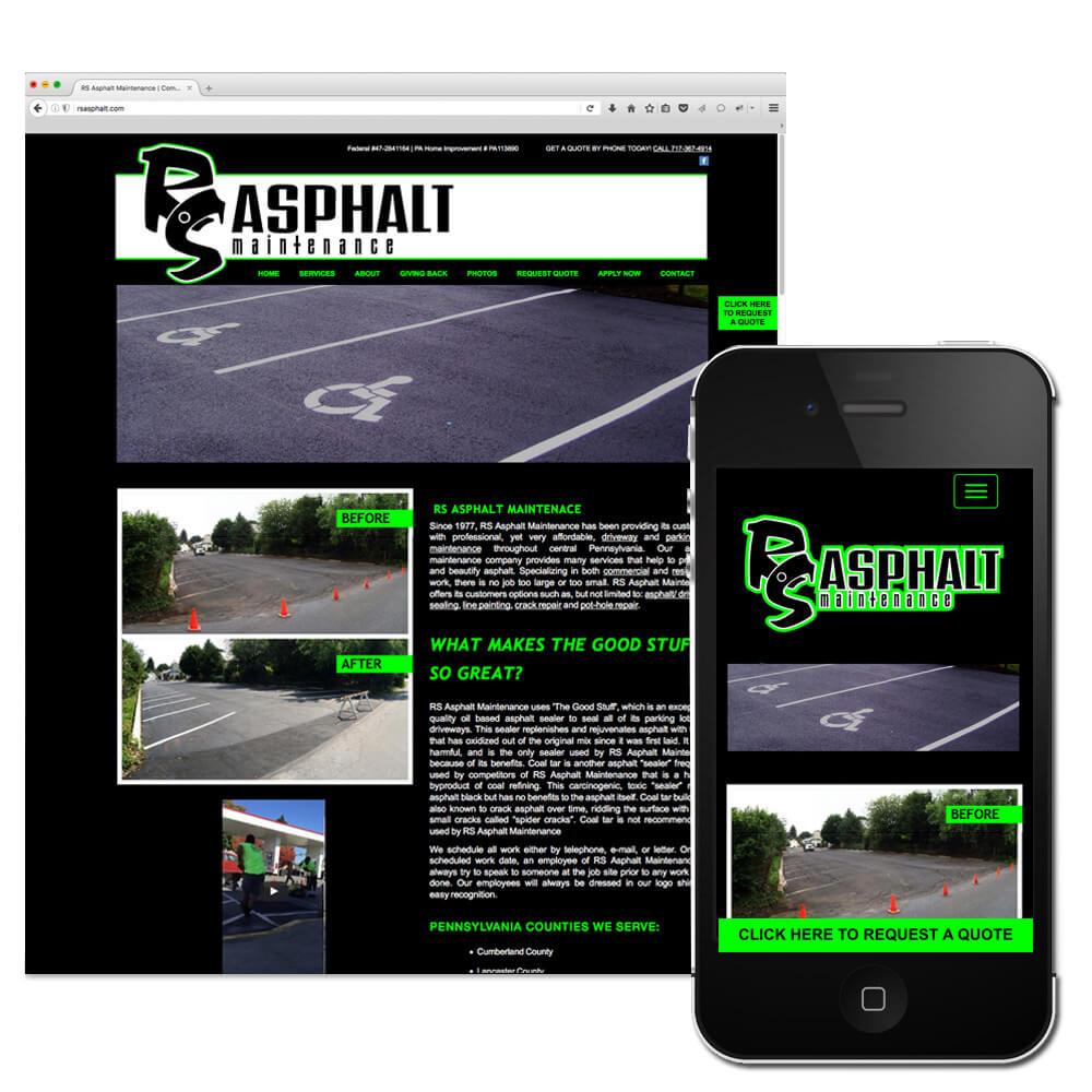 RS Asphalt Maintenance, Web Design